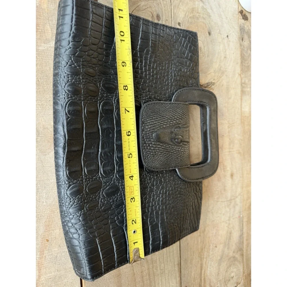 Alligator Print Black Handbag Top Handle  Very‎ Cute Small Bag